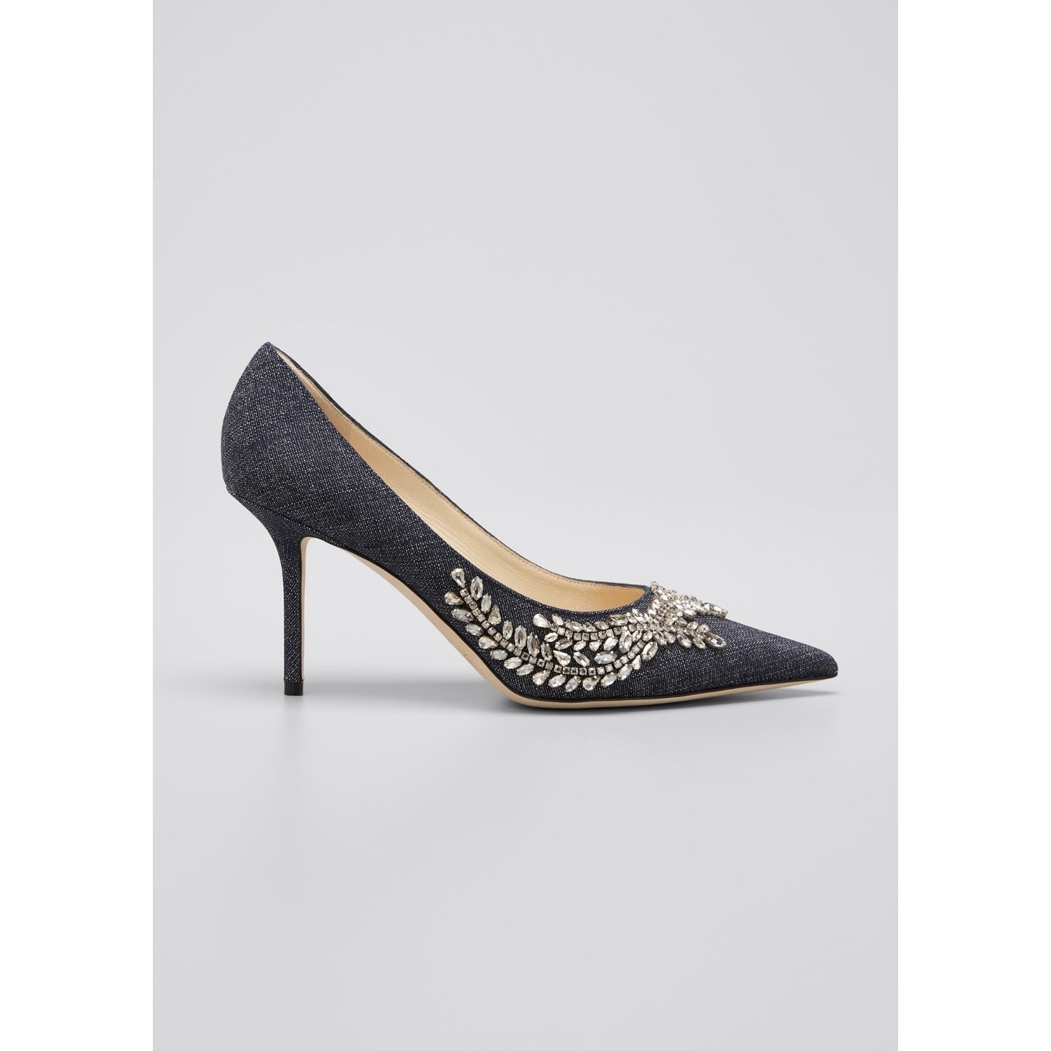 Jimmy Choo Women Size 39.5 Us 8.5 Love 85 Crystal Embellished Denim Pumps Luxury